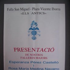 Cartas comerciales: PRESENTACIÓ FALLERES MAJORS, FALLA SAN MIGUEL - PLAZA VICENTE IBORRA - ELS ANTICS, 1988. Lote 15029397