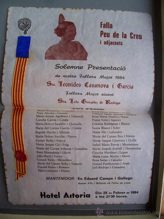 Cartas comerciales: presentaci&oacute; fallera major, falla peu de la creu i adjacents, 1984 - Foto 1