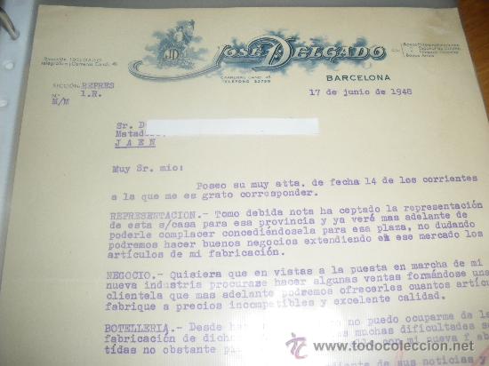 Cartas comerciales: JOSE DELGADO, BARCELONA 1948. - Foto 1