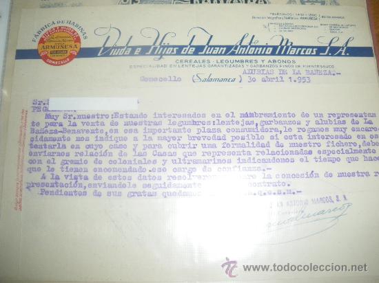 Gesch&auml;ftsbriefe: ARMU&Ntilde;ESA, FABRICA DE HARINAS, CEREALES. VIUDA E HIJOS DE JUAN ANTONIO MARCOS. GOMECELLO, SALAMANCA.