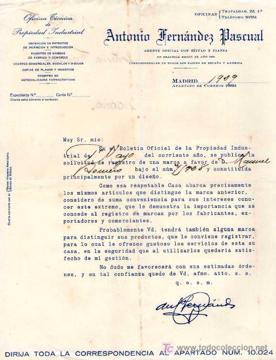Commercial Letters: MADRID. 1929. CARTA COMERCIAL DE AGENTE OFICIAL. ANTONIO FERNANDEZ PASCUAL.