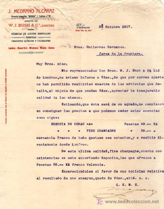 Cartas comerciales: VALENCIA. 1917. CARTA COMERCIAL DE J. MEDRANO ALCARAZ.