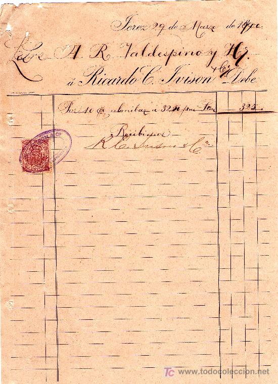 Lettere commerciali: JEREZ 29 DE MARZO DE 1890.CARTA COMERCIAL.A.R VALDESPINO