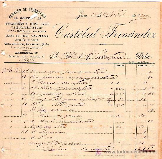 Lettere commerciali: JEREZ 29 DE MARZO DE 1900.CARTA COMERCIAL MANUE FERNANDEZ SANTA CRUZ