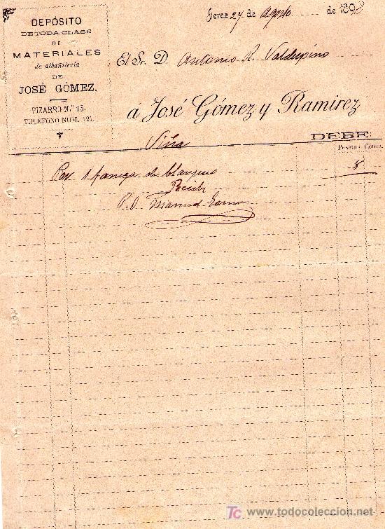 Lettere commerciali: JEREZ 24 DE AGOSTO DE 1898.CARTA COMERCIAL ANTONIO  R. VALDESPINO