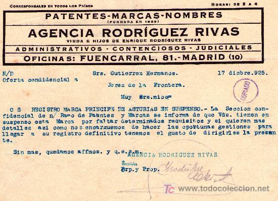 Cartas comerciales: MADRID 17 DE DICIEMBRE 1925. CARTA COMERCIAL AGENCIA RODR&Iacute;GUEZ RIVAS
