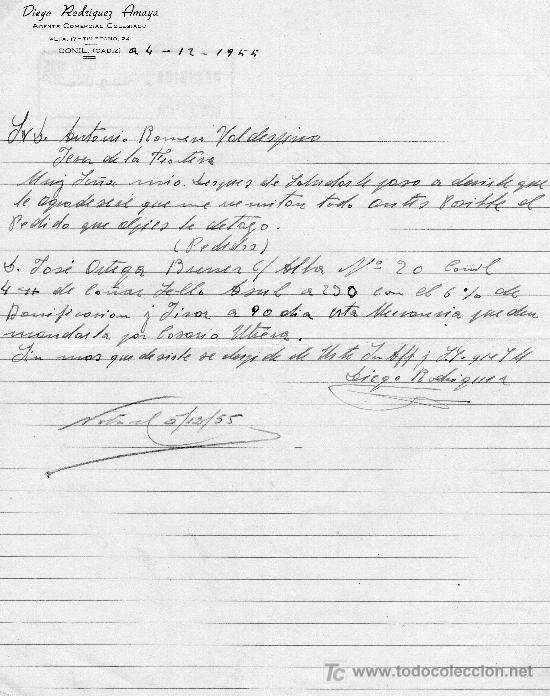 Cartas comerciales: CONIL A 4 DE DICIEMBRE DE 1955. CARTA COMERCIAL DIEGO RODR&Iacute;GUEZ AMAYA
