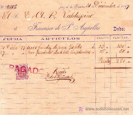 Lettres commerciales: JEREZ 31 DE DICIEMBRE DE 1897. CARTA COMERCIAL A.R. VALDESPINO