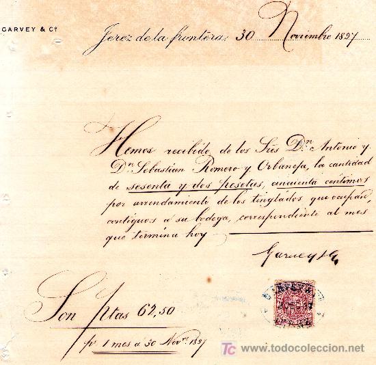 Lettres commerciales: JEREZ 30 DE NOVIEMBRE DE 1897. CARTA COMERCIAL GARVEY & C&ordm;