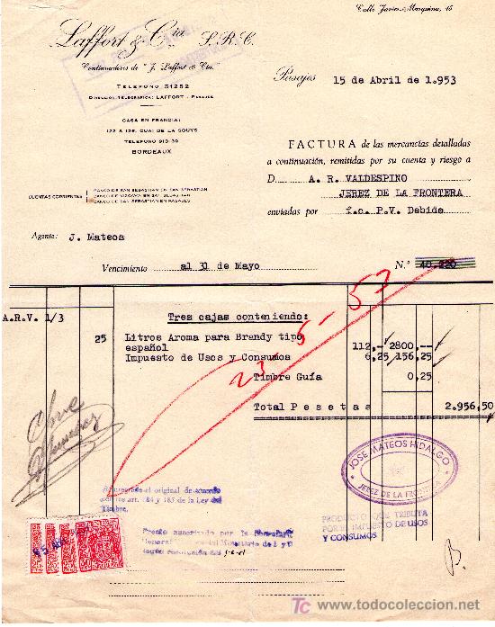 Cartas comerciales: PASAJES 15 DE ABRIL DE 1953. CARTA COMERCIAL LAFFOT & CIA