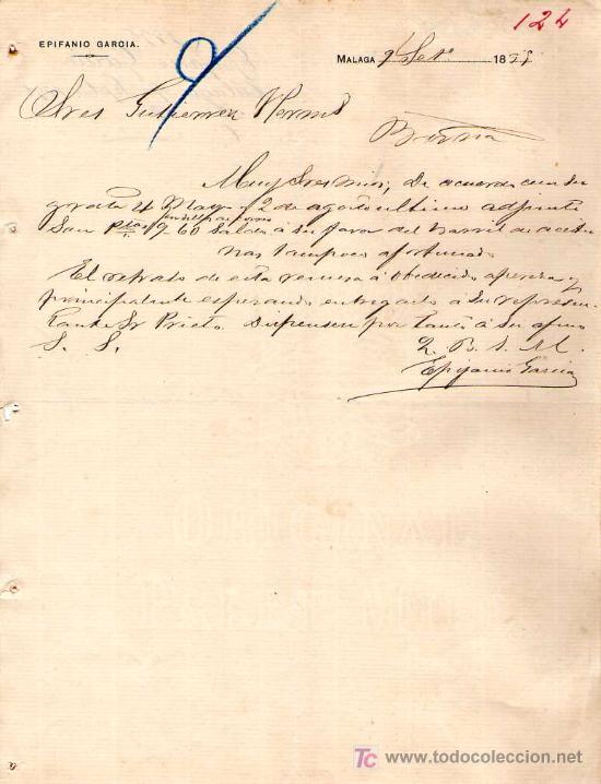 Cartas comerciais: MALAGA. 1895. CARTA COMERCIAL DE EPIFANIO GARCIA.