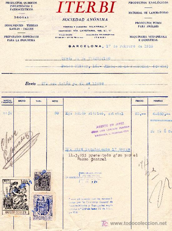 Gesch&auml;ftsbriefe: BARCELONA 17 DE FEBRERO DE 1955 .CARTA COMERCIAL ITERBI SOCIEDAD AN&Oacute;NIMA