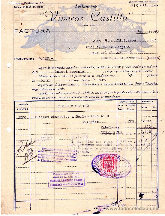 Gesch&auml;ftsbriefe: MADRID 5 DE DICIEMBRE DE 1951CARTA COMERCIAL ESTABLECIMIETO VIVEROS CASTILLA