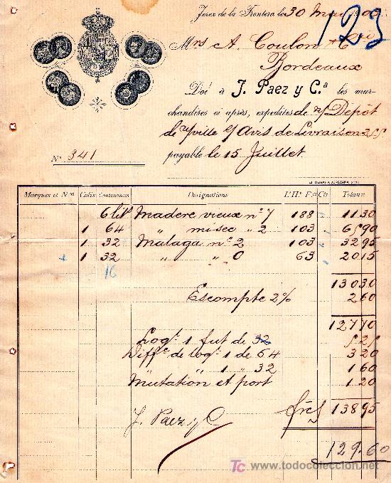 Gesch&auml;ftsbriefe: JEREZ 30 MARZO 1903.CARTA COMERCIAL A. COULON & C&ordf;