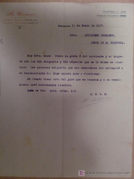 Cartas comerciais: BARCELONA 10 ENERO 1917. CARTA COMERCIAL DE M. SANTACANA, ALMACENES Y ESCRITORIOS.