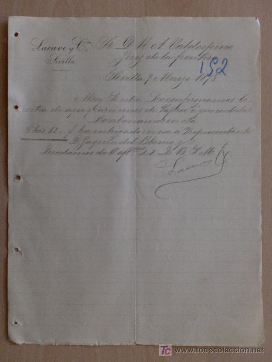 Commercial Letters: SEVILLA 1895. CARTA COMERCIAL DE LACAVE Y COMPA&Ntilde;IA. A VALDESPINO.