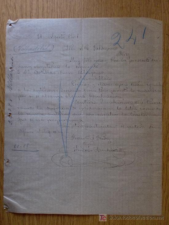 Cartas comerciais: VALLADOLID 1901. CARTA COMERCIAL COMERCIO DE FRANCISCO S. FERNANDEZ. A VALDESPINO HNOS.