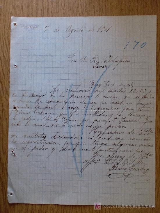 Cartas comerciais: SEVILLA 1901. CARTA COMERCIAL DE PEDRO ESCOBAR PADILLA. A VALDESPINO HNOS.