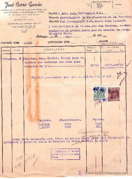 Cartas comerciales: ASTORGA 6 DE MAYO DE 1944.CARTA COMERCIAL JOS&Eacute; CARRO GARC&Iacute;A