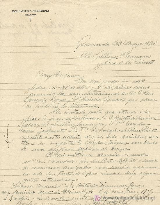 Cartas comerciales: GRANADA 22 DE MAYO DE 1925. CARTA COMERCIAL JOSE CASTRO F. DE CORDOBA