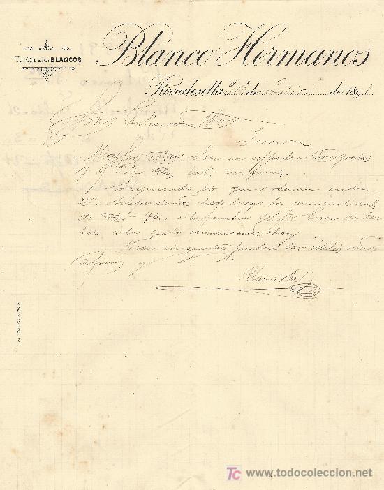 Cartas comerciales: RIVADESELLA 26 DE JULIO DE 1891. CARTA COMERCIAL BLANCO HERMANOS