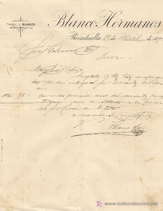 Cartas comerciales: RIVADESELLA 19 DE ABRIL DE 1891. CARTA COMERCIAL BLANCO HERMANOS