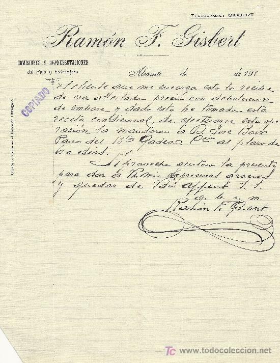 Cartas comerciales: ALICANTE  DE  DE 191. CARTA COMERCIAL RAM&Oacute;N F. GISBERT