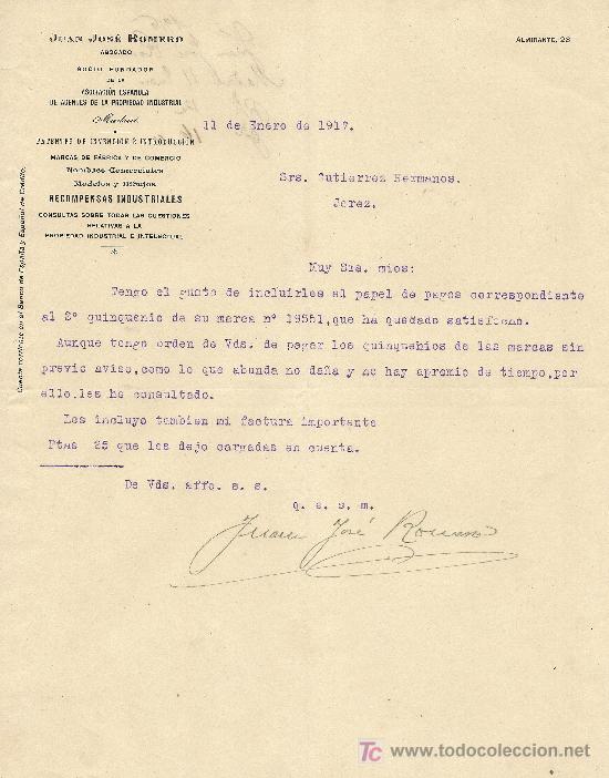 Cartas comerciales: MADRID 11 DE ENERO DE 1917 CARTA COMERCIAL JUAN JOSE ROMERO