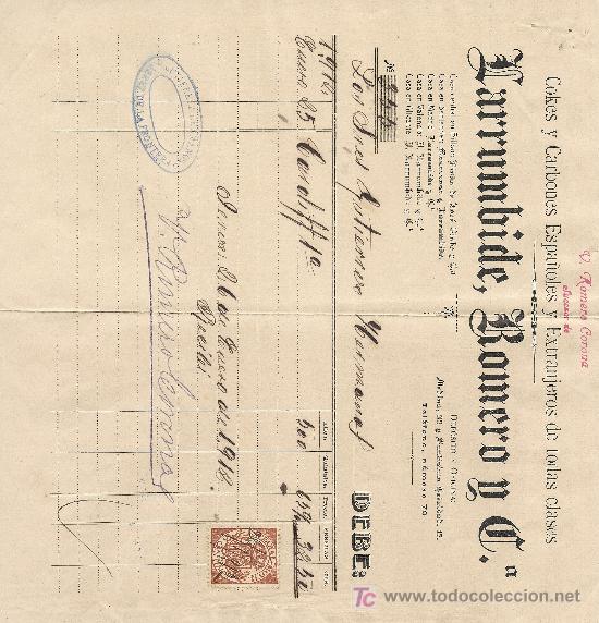Cartas comerciais: MEDINA 26 DE ENERO DE 1912  CARTA COMERCIAL LARRUMBIDE ROMERO Y CIA COKES Y CARBONES ESPA&Ntilde;OLES