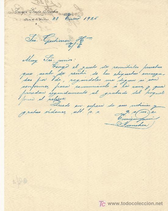 Cartas comerciales: JEREZ DE LA FRONTERA 28 DE ENERO DE 1925. CARTA COMERCIAL ENRIQUE GARCIA SANCHEZ