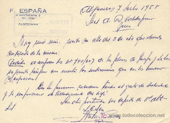Cartas comerciales: ALGECIRAS 7 DICIEMBRE DE 1955. CARTA COMERCIAL F.ESPA&Ntilde;A J.SANTACANA,2