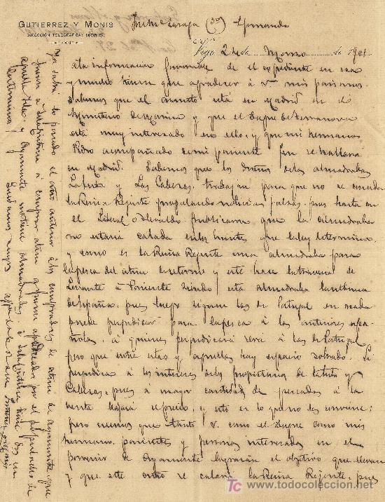Commercial Letters: VIGO 24 DE MARZO DE 1901. CARTA COMERCIAL GUTIERREZ Y MONIS DIRECCION TELEGRAFICA, MONIS