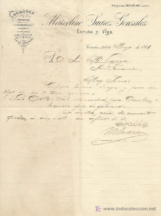 Cartas comerciales: CORU&Ntilde;A 23 DE MAYO DE 1901 . CARTA COMERCIAL MARCELINO SUAREZ GONZALEZ