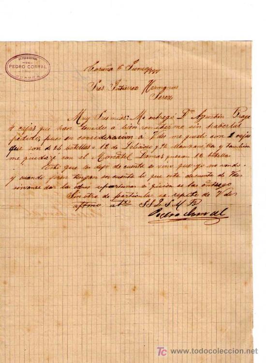 Cartas comerciales: CORU&Ntilde;A. 1888. CARTA COMERCIAL DE ULTRAMARINOS. PEDRO CORRAL.