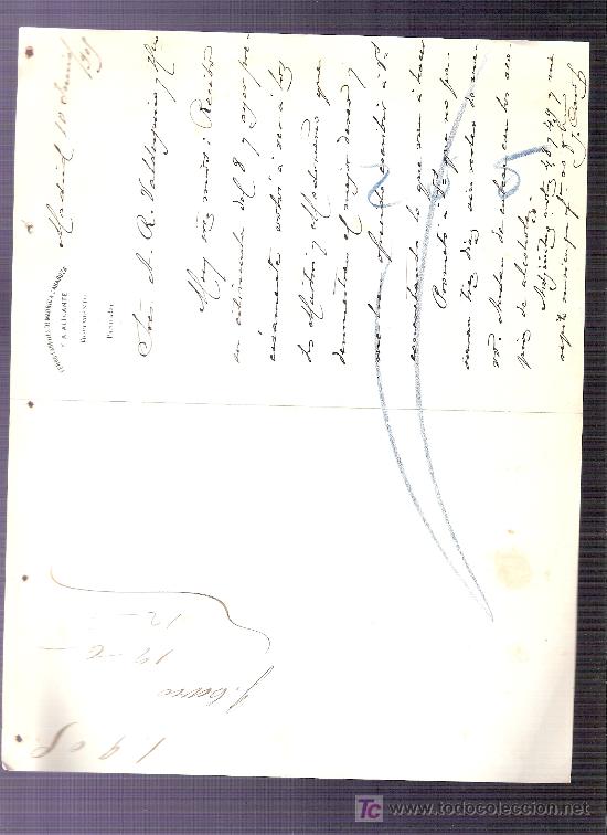 Commercial Letters: CARTA COMERCIAL. FERROCARRILES DE MADRID. VALDESPINO. JEREZ. MADRID, JUNIO 1905.