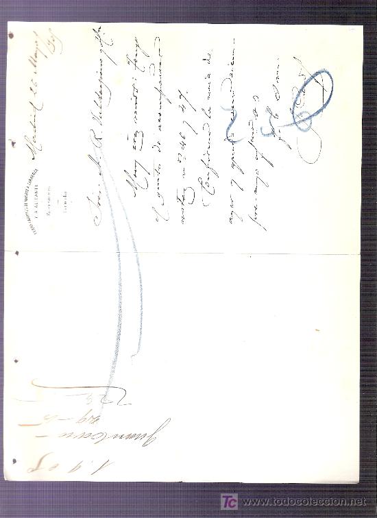 Commercial Letters: CARTA COMERCIAL. FERROCARRILES DE MADRID. VALDESPINO. JEREZ. MADRID, MAYO 1905.