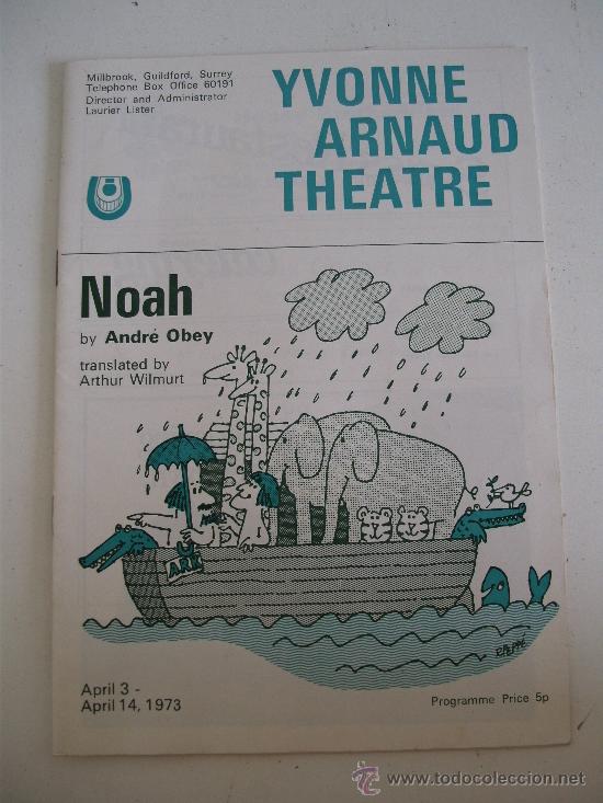 Cartas comerciales: programa de teatro ingles: yvonne arnaud theatre - noah , 1973 - Foto 1