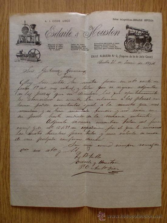 Cartas comerciales: CARTA COMERCIAL. SEVILLA 1894. ESDAILE & HOUSTON. A GUTIERREZ HNOS.