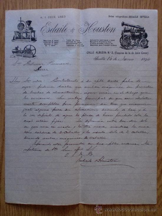 Cartas comerciales: CARTA COMERCIAL. SEVILLA 1894. ESDAILE & HOUSTON. A GUTIERREZ HNOS.