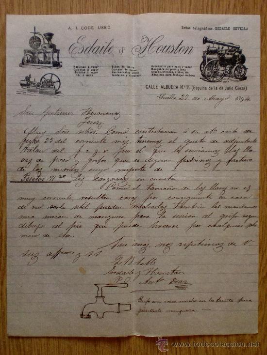 Cartas comerciales: CARTA COMERCIAL. SEVILLA 1894. ESDAILE & HOUSTON. A GUTIERREZ HNOS.