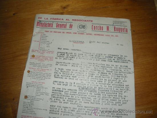 Cartas comerciales: MANUFACTURA GENERAL DE CORCHO, M ROQUETA. LLAGOSTERA 1943.