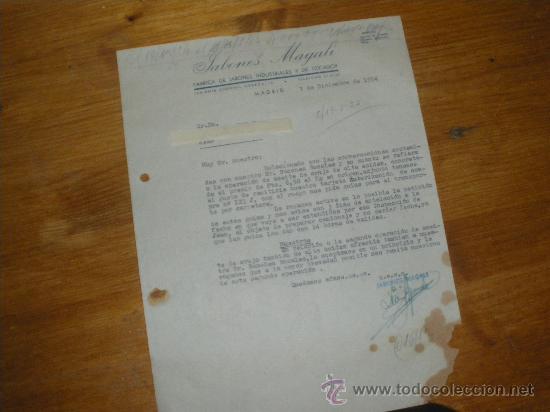 Cartas comerciales: JABONES MAGALI, MADRID 1954.