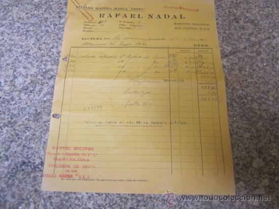 Gesch&auml;ftsbriefe: MANACOR BALEARES -1935 - CARTA DE RAFAEL NADAL - FTE NIVELES A ORENSE- FOLIO -TALADROS ARCHIVADOR