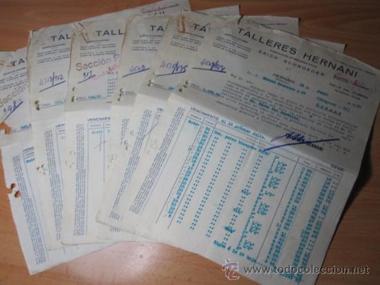 Lettres commerciales: HERNANI 1935- 6 FACTURAS TALLERES HERNANI - BISAGRAS HERRAJES - A ORENSE- FOLIO-TALADROS ARCHIVADOR
