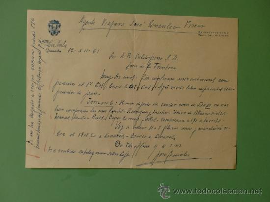 Gesch&auml;ftsbriefe: CARTA COMERCIAL. GRANADA, 12-12-61. HOTEL LA PERLA.