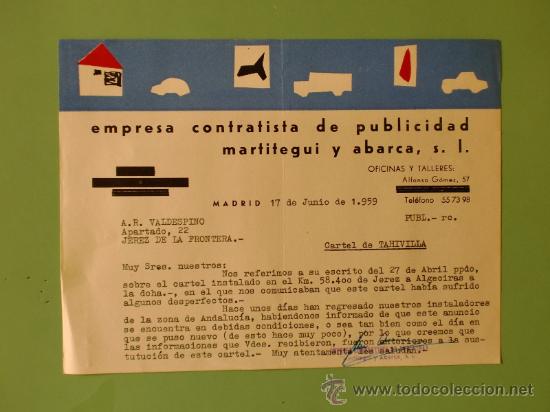 Gesch&auml;ftsbriefe: CARTA COMERCIAL. EMPRESA CONTRATISTA DE PUBLICIDAD MARTITEGUI Y ABARCA S.A. MADRID.