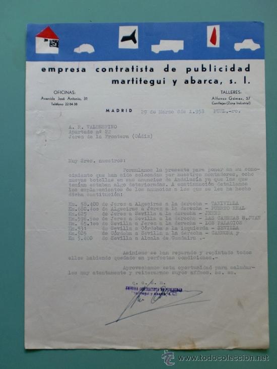 Gesch&auml;ftsbriefe: CARTA COMERCIAL. EMPRESA CONTRATISTA DE PUBLICIDAD MARTITEGUI Y ABARCA S.A. MADRID.