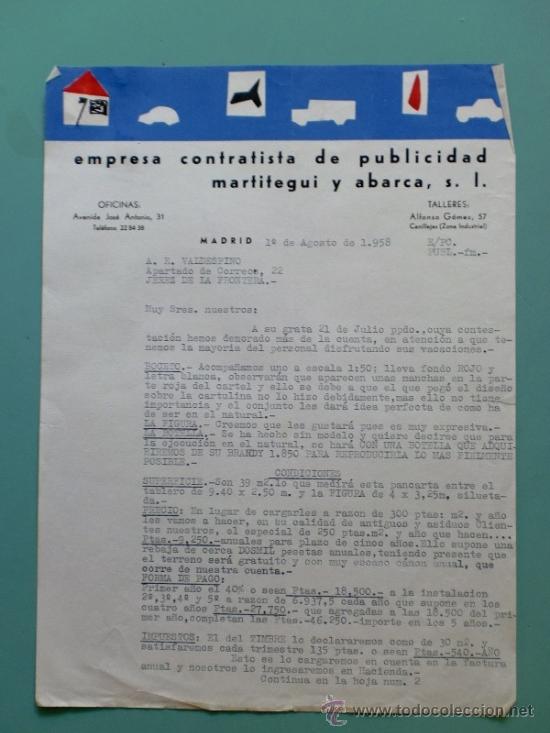 Gesch&auml;ftsbriefe: CARTA COMERCIAL. EMPRESA CONTRATISTA DE PUBLICIDAD MARTITEGUI Y ABARCA S.A. MADRID.
