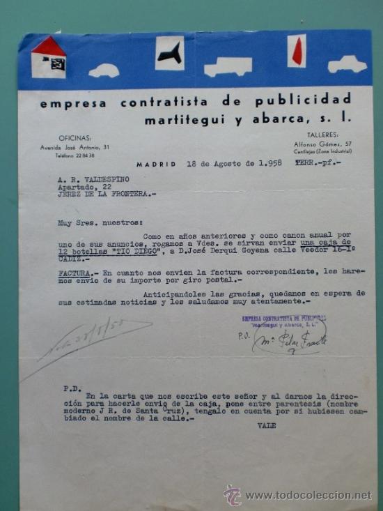 Gesch&auml;ftsbriefe: CARTA COMERCIAL. EMPRESA CONTRATISTA DE PUBLICIDAD MARTITEGUI Y ABARCA S.A. MADRID.
