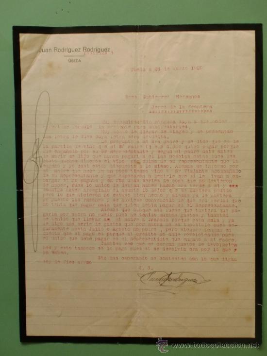 Commercial Letters: CARTA COMERCIAL. UBEDA. MARZO 1929. JUAN RODRIGUEZ RODRIGUEZ.